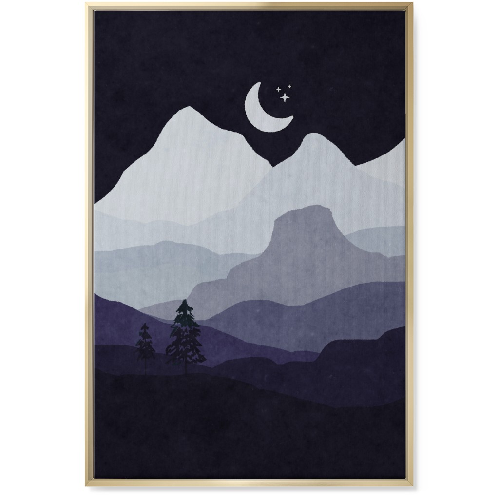 Mountain View Wall Art, Gold, Single piece, Canvas, 24x36, Purple, Charcoal