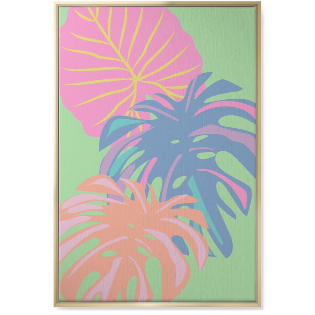 Bold Tropical Leaves - Multi Wall Art, Gold, Single piece, Canvas, 24x36, Multicolor