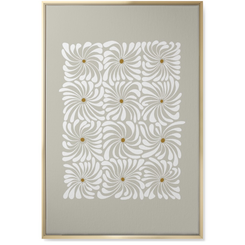 Mod Daisy Grid Wall Art, Gold, Single piece, Canvas, 24x36, Gray