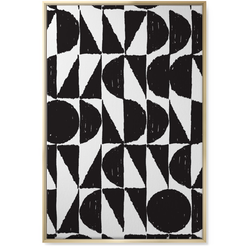 Mod Shapes Wall Art, Gold, Single piece, Canvas, 24x36, Black