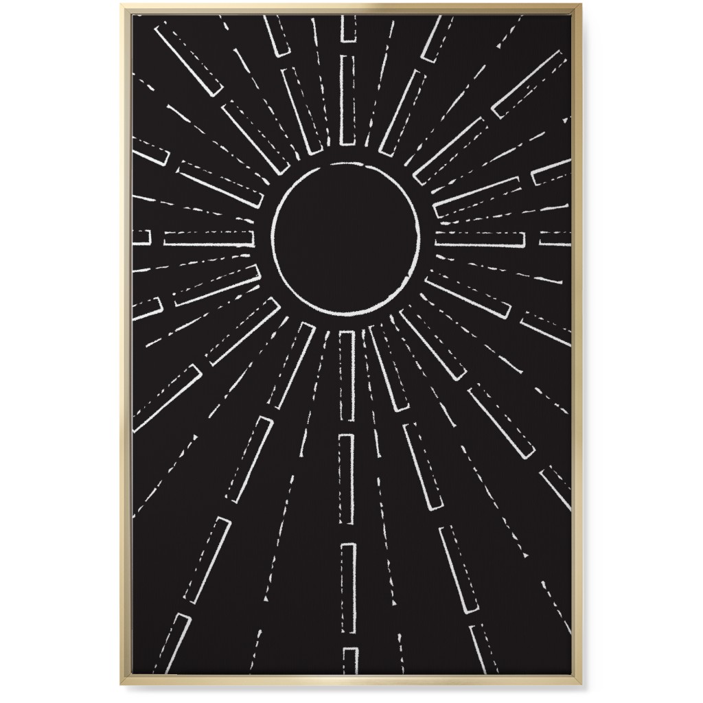 Midcentury Burst Wall Art, Gold, Single piece, Canvas, 24x36, Black