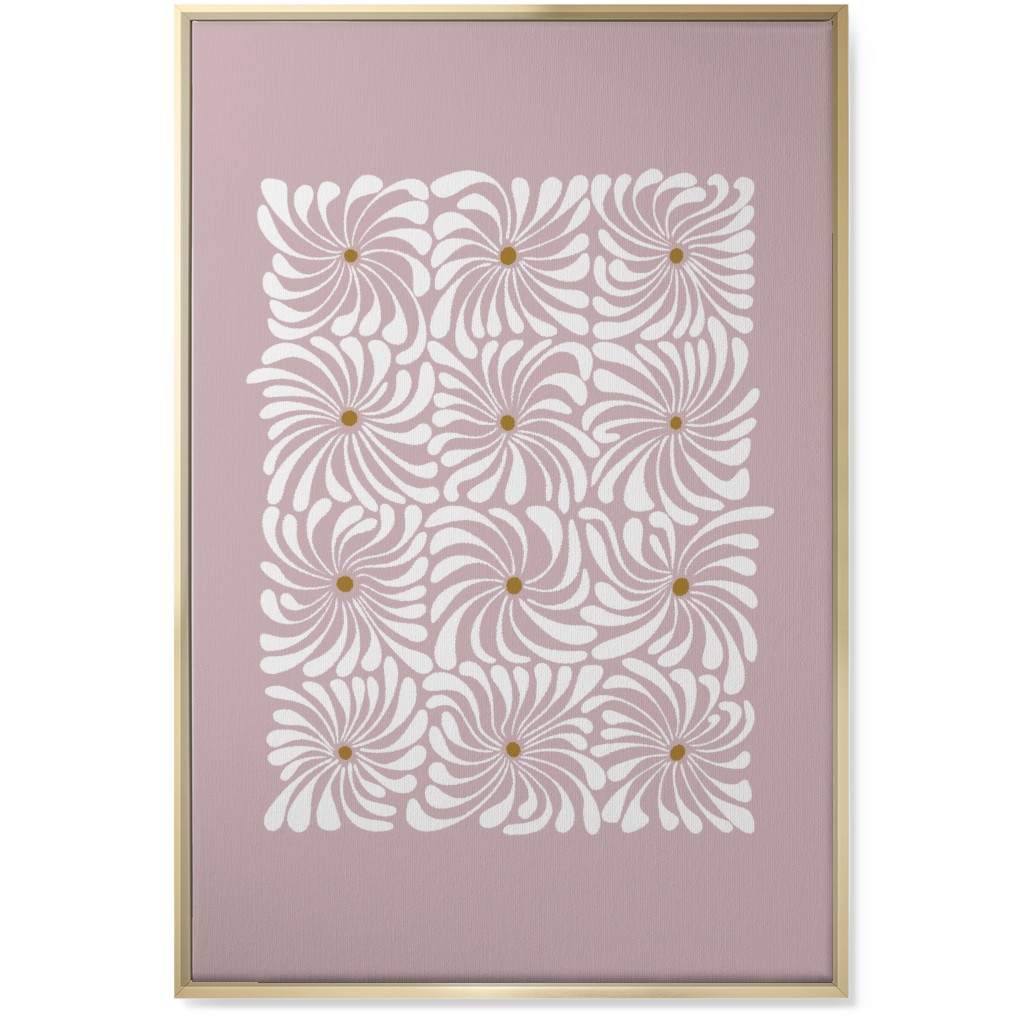 Mod Daisy Grid Wall Art, Gold, Single piece, Canvas, 24x36, Pink