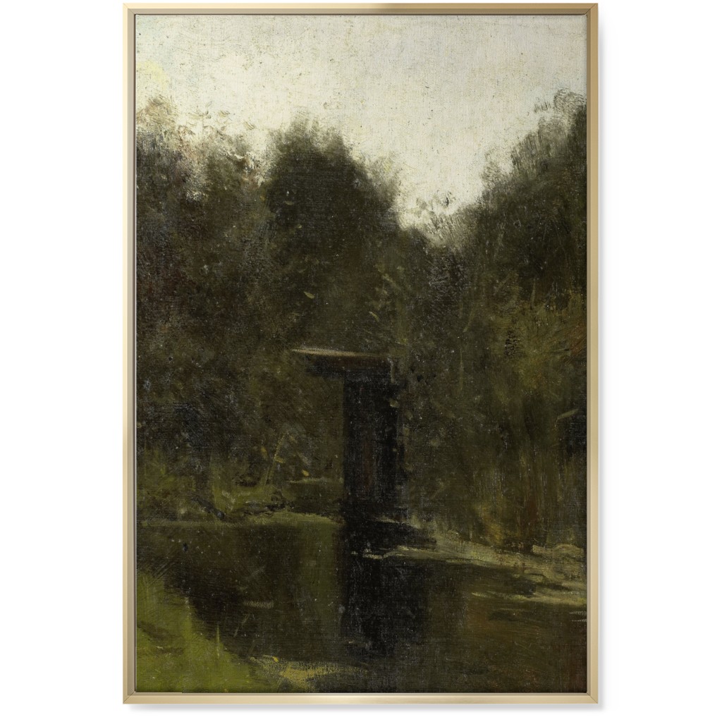 Moody Corner Pond Wall Art, Gold, Single piece, Canvas, 24x36, Green, Classic Green