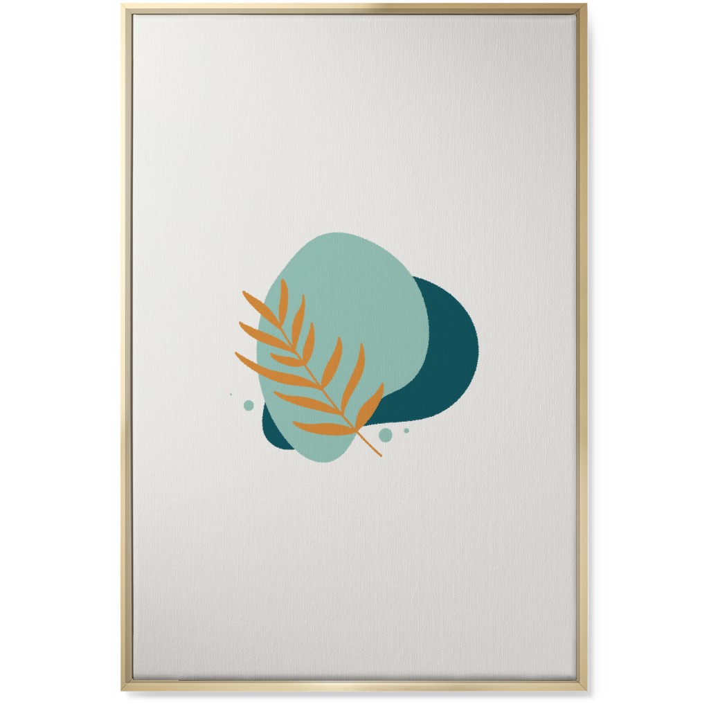 Shapes and Fern Leaf Vi Wall Art, Gold, Single piece, Canvas, 24x36, Green, Ink Spot