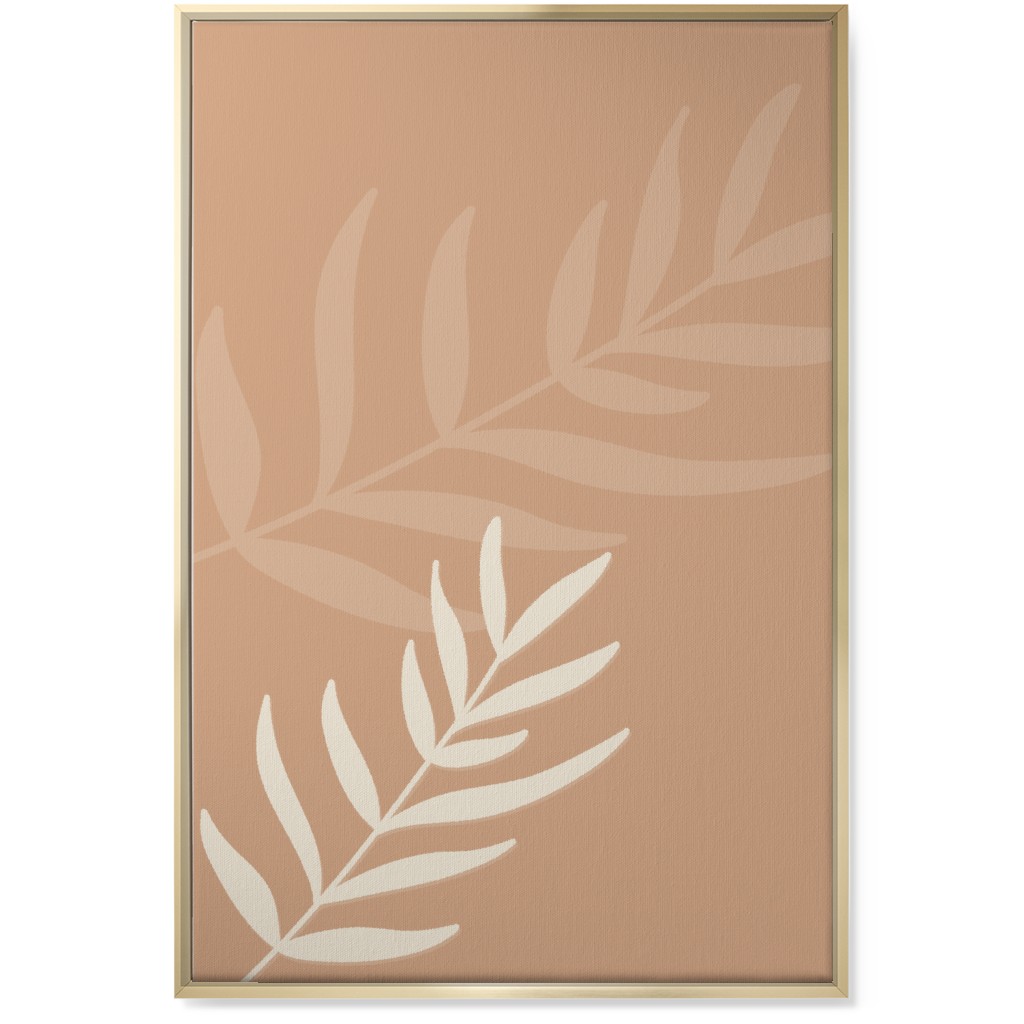 Fern Leaves in Neutral Earth Tones Wall Art, Gold, Single piece, Canvas, 24x36, Orange