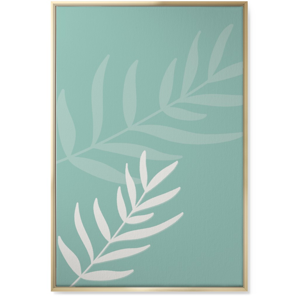Fern Leaves in Neutral Earth Tones Wall Art, Gold, Single piece, Canvas, 24x36, Green