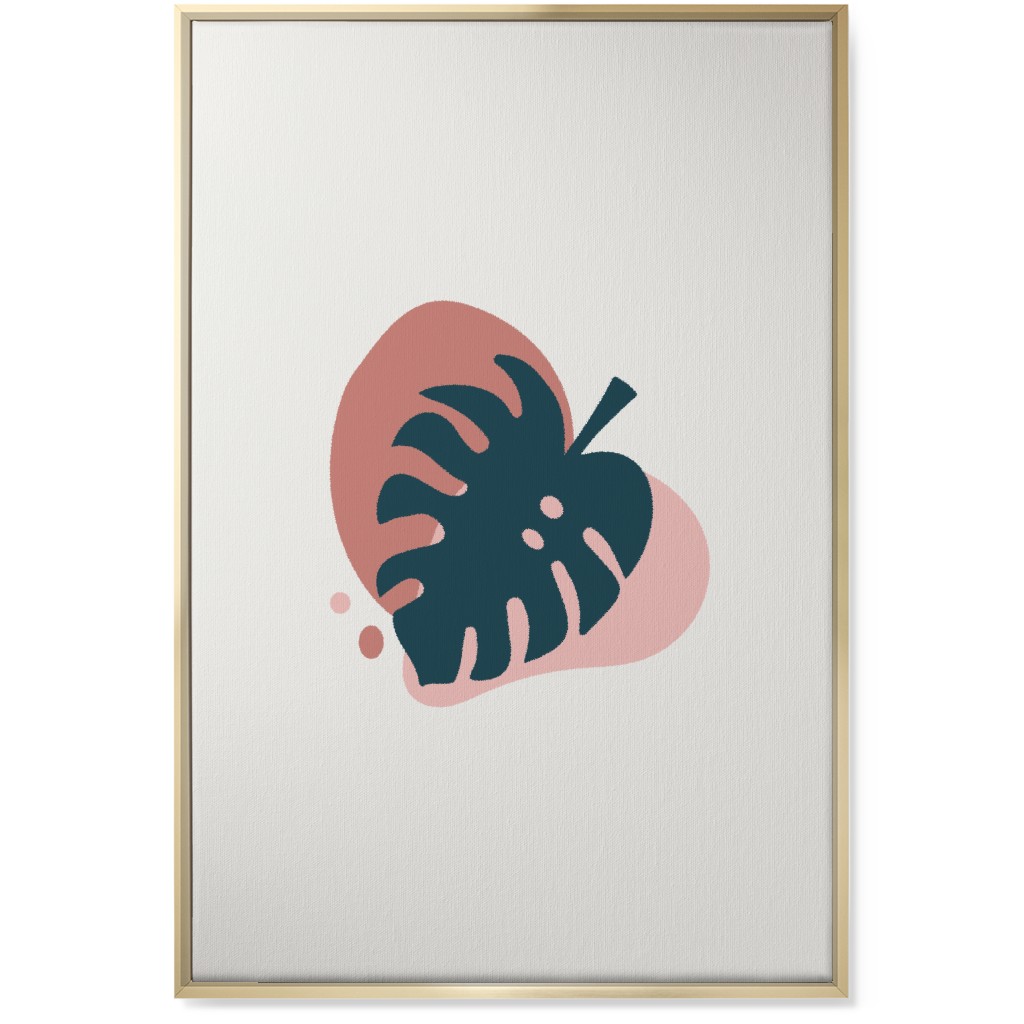 Shapes and Fern Leaf Iv Wall Art, Gold, Single piece, Canvas, 24x36, Pink, Whisper