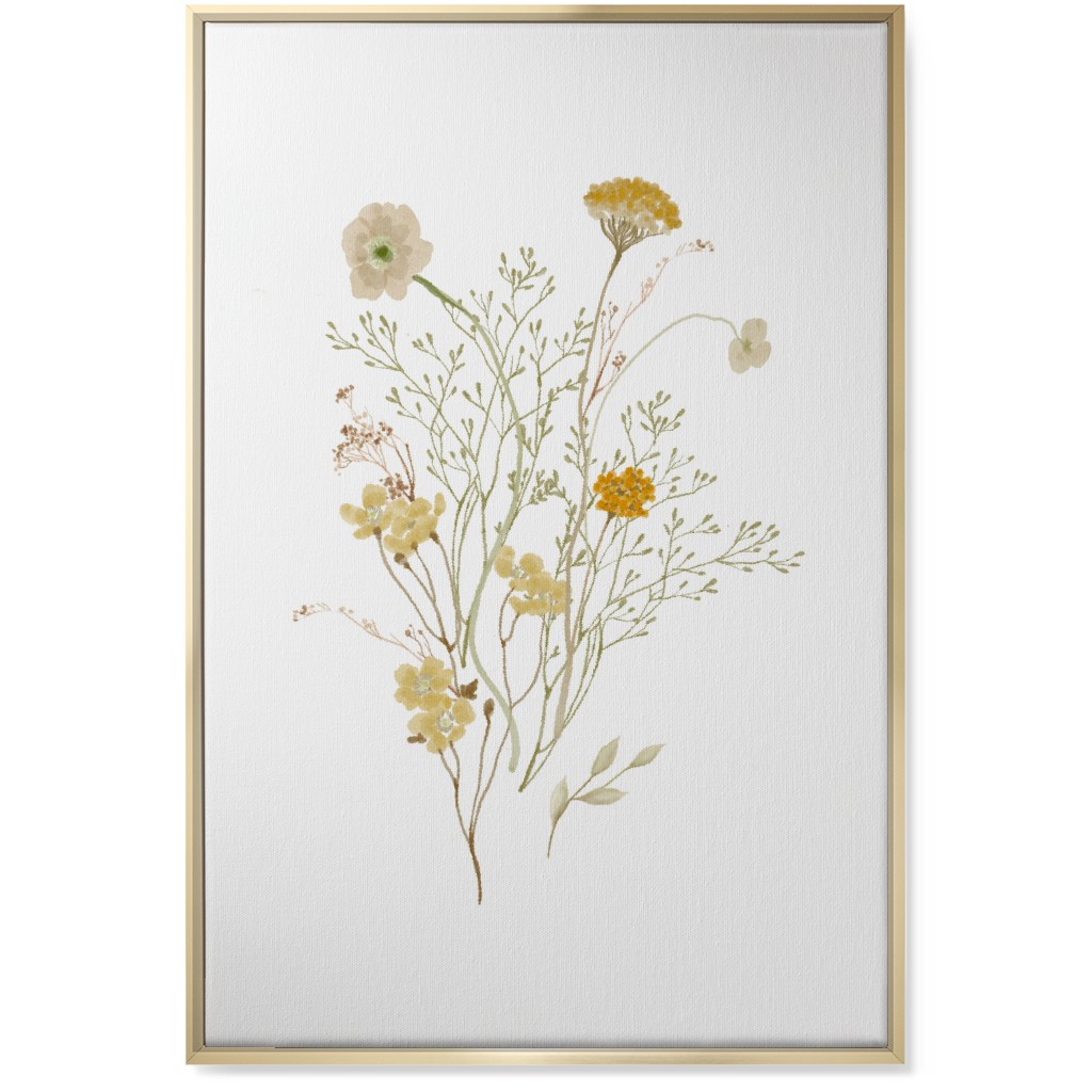 Picked Wildflowers - Yellow Wall Art, Gold, Single piece, Canvas, 24x36, Yellow, Classic Yellow