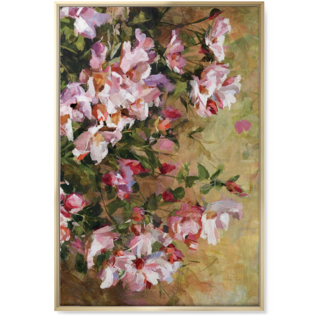 Wild Roses Painting - Pink Wall Art, Gold, Single piece, Canvas, 24x36, Pink