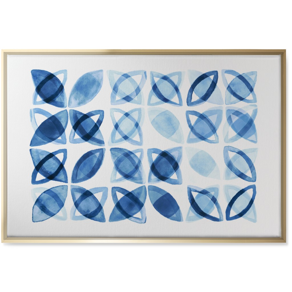 Washed Watercolor Shapes Wall Art, Gold, Single piece, Canvas, 24x36, Blue, Blue Suede