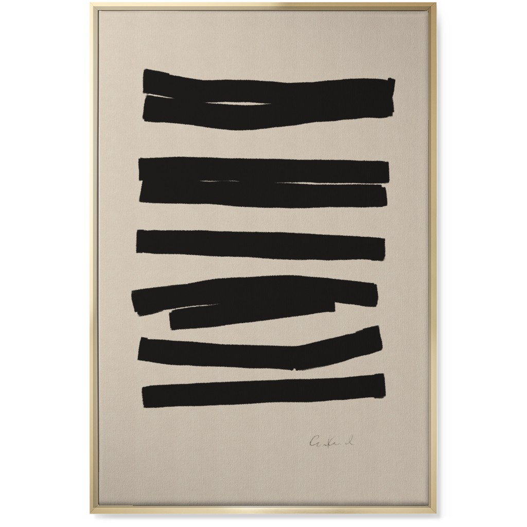 Bold Stripes Abstract Ii Wall Art, Gold, Single piece, Canvas, 24x36, Black
