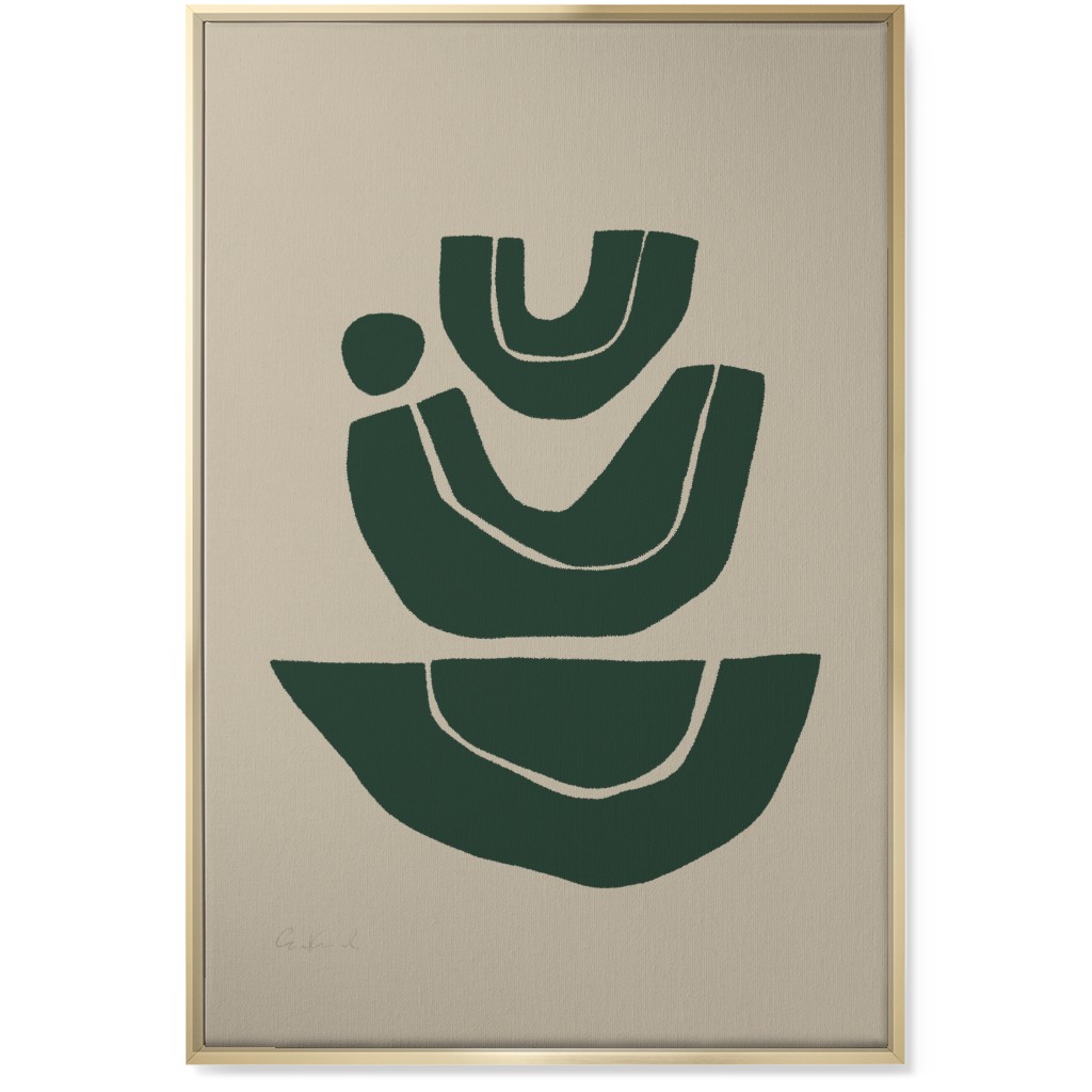 Geometric Abstract Stack Iii Wall Art, Gold, Single piece, Canvas, 24x36, Green, Seaweed