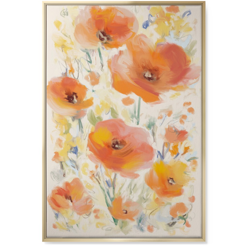 Field of Flowers - Orange Wall Art, Gold, Single piece, Canvas, 24x36, Orange