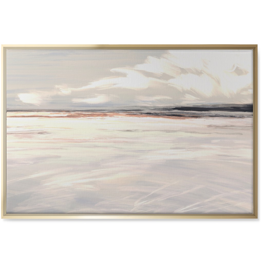 Ocean Sunset Seascape - Neutral Wall Art, Gold, Single piece, Canvas, 24x36, Blue, True Blue