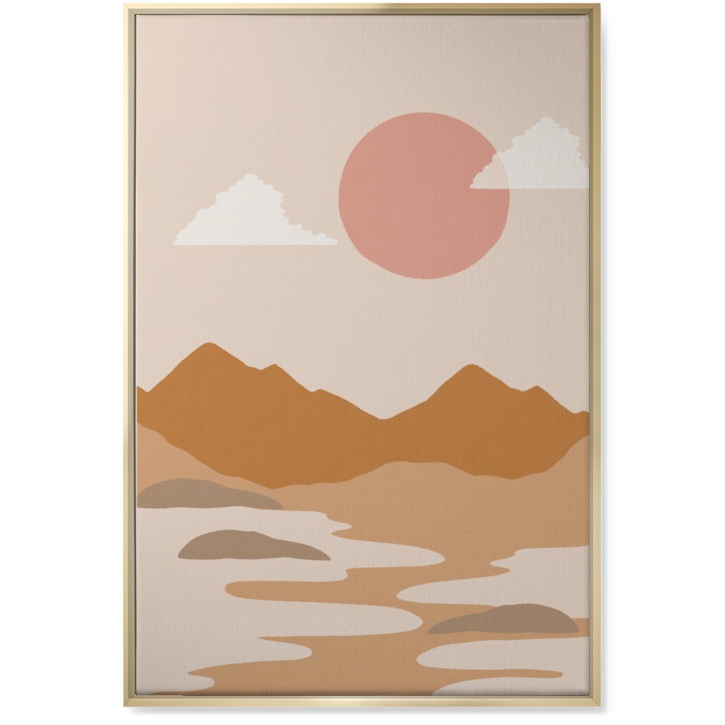 Abstract Mountain Landscape - Neutral Wall Art, Gold, Single piece, Canvas, 24x36, Orange, Orange