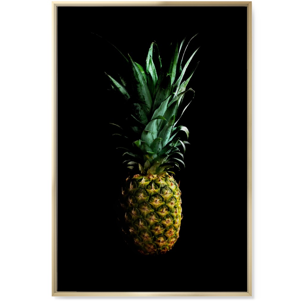 Pineapple - Yellow on Black Wall Art, Gold, Single piece, Canvas, 24x36, Black, Black