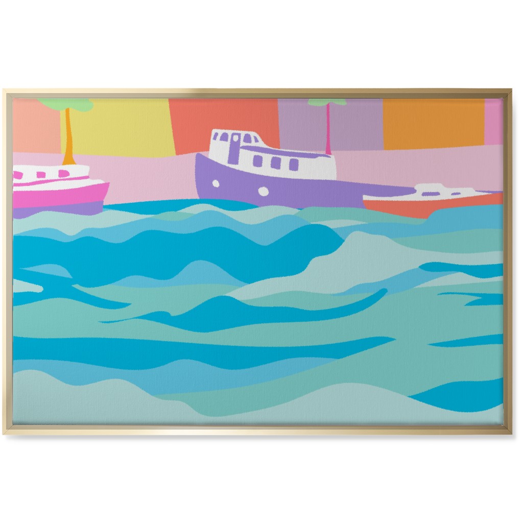 Minimalist Copenhagen Dock - Multi Wall Art, Gold, Single piece, Canvas, 24x36, Multicolor