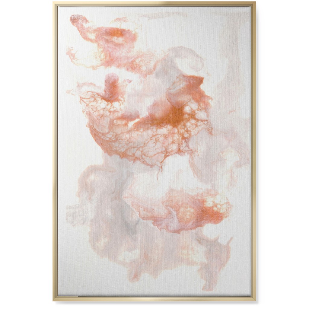 Acrylic Pour Abstract - Copper Wall Art, Gold, Single piece, Canvas, 24x36, Pink, Bright Pink
