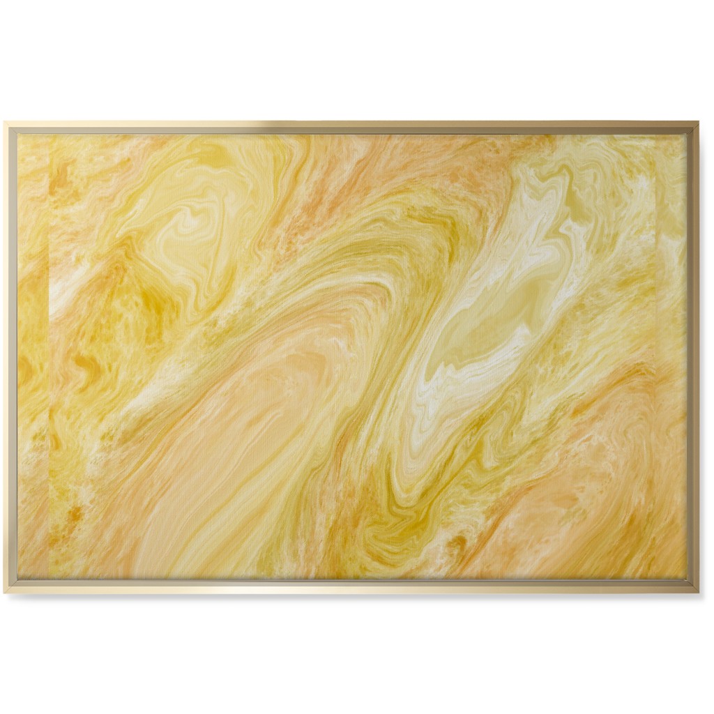 Abstract Acrylic Pour - Yellow Wall Art, Gold, Single piece, Canvas, 24x36, Yellow, Classic Yellow