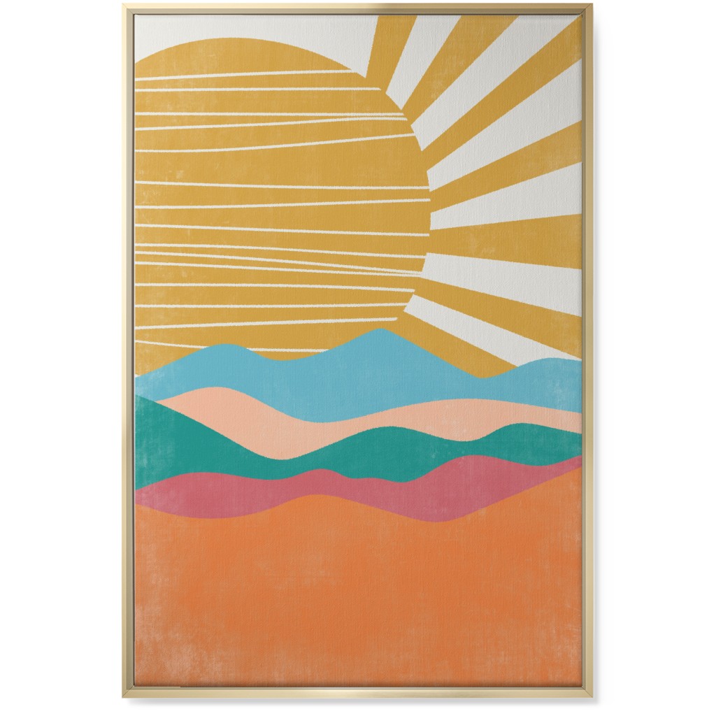 Flourish Abstract Sunrise - Multi Wall Art, Gold, Single piece, Canvas, 24x36, Multicolor