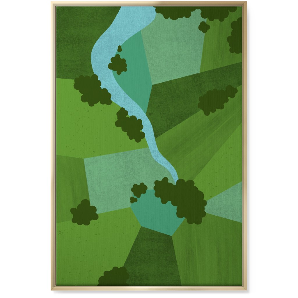 Patchwork Lands - Green Wall Art, Gold, Single piece, Canvas, 24x36, Green, Classic Green