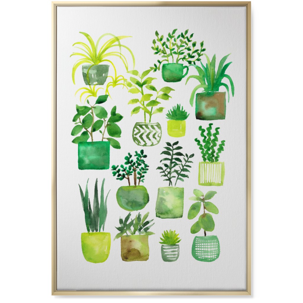 House Plants - Green Wall Art, Gold, Single piece, Canvas, 24x36, Green