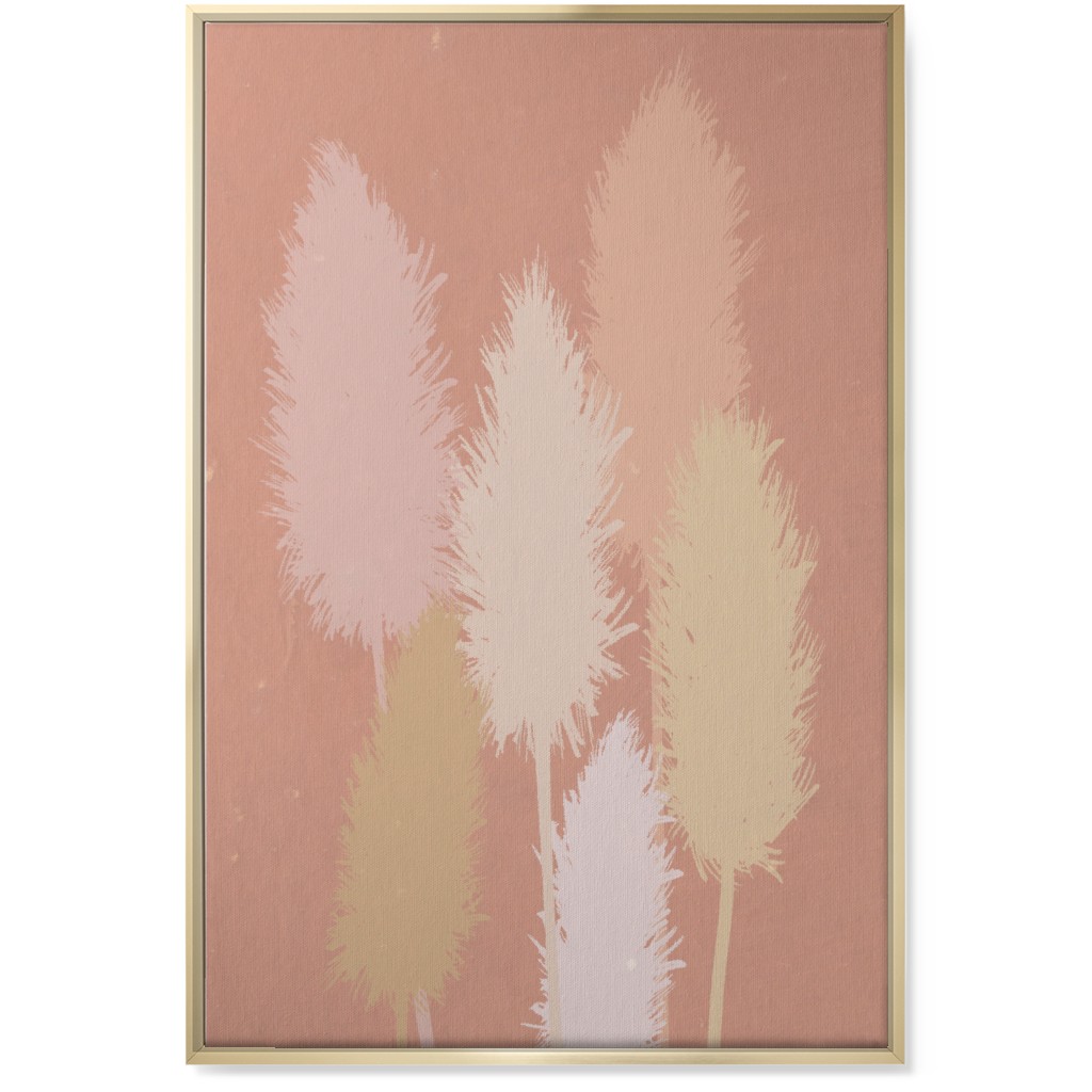 Pampas Grass - Pink Wall Art, Gold, Single piece, Canvas, 24x36, Pink