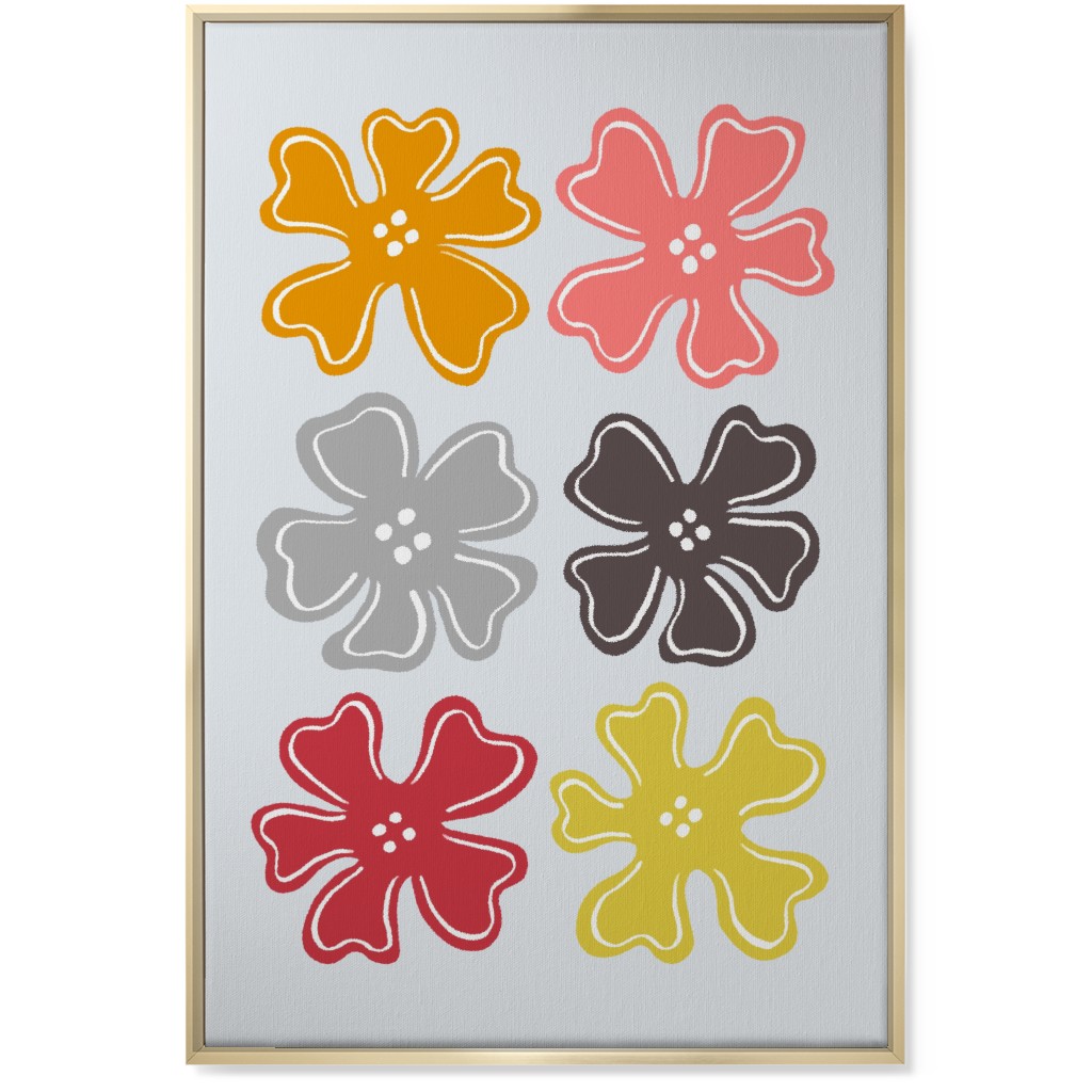 Button Flowers Wall Art, Gold, Single piece, Canvas, 24x36, Multicolor