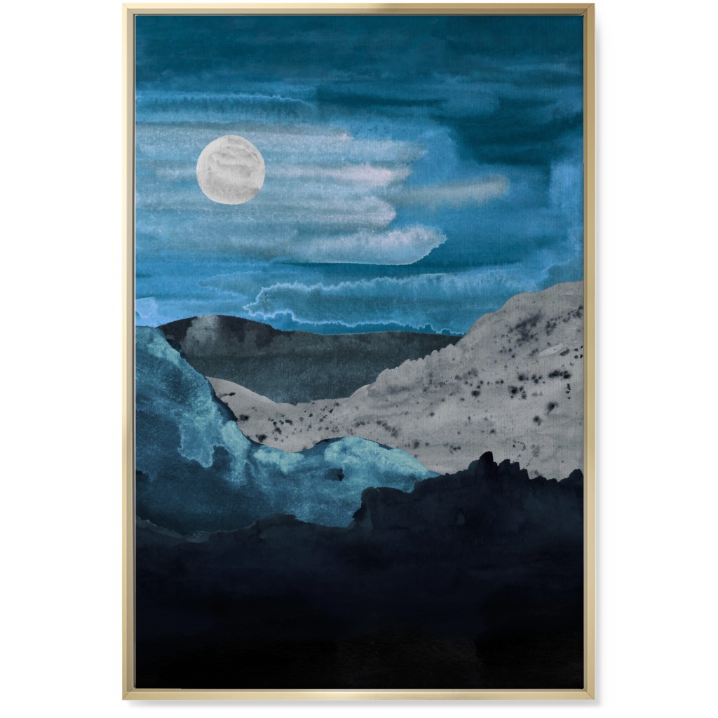 Canyon Night Wall Art, Gold, Single piece, Canvas, 24x36, Blue, True Blue
