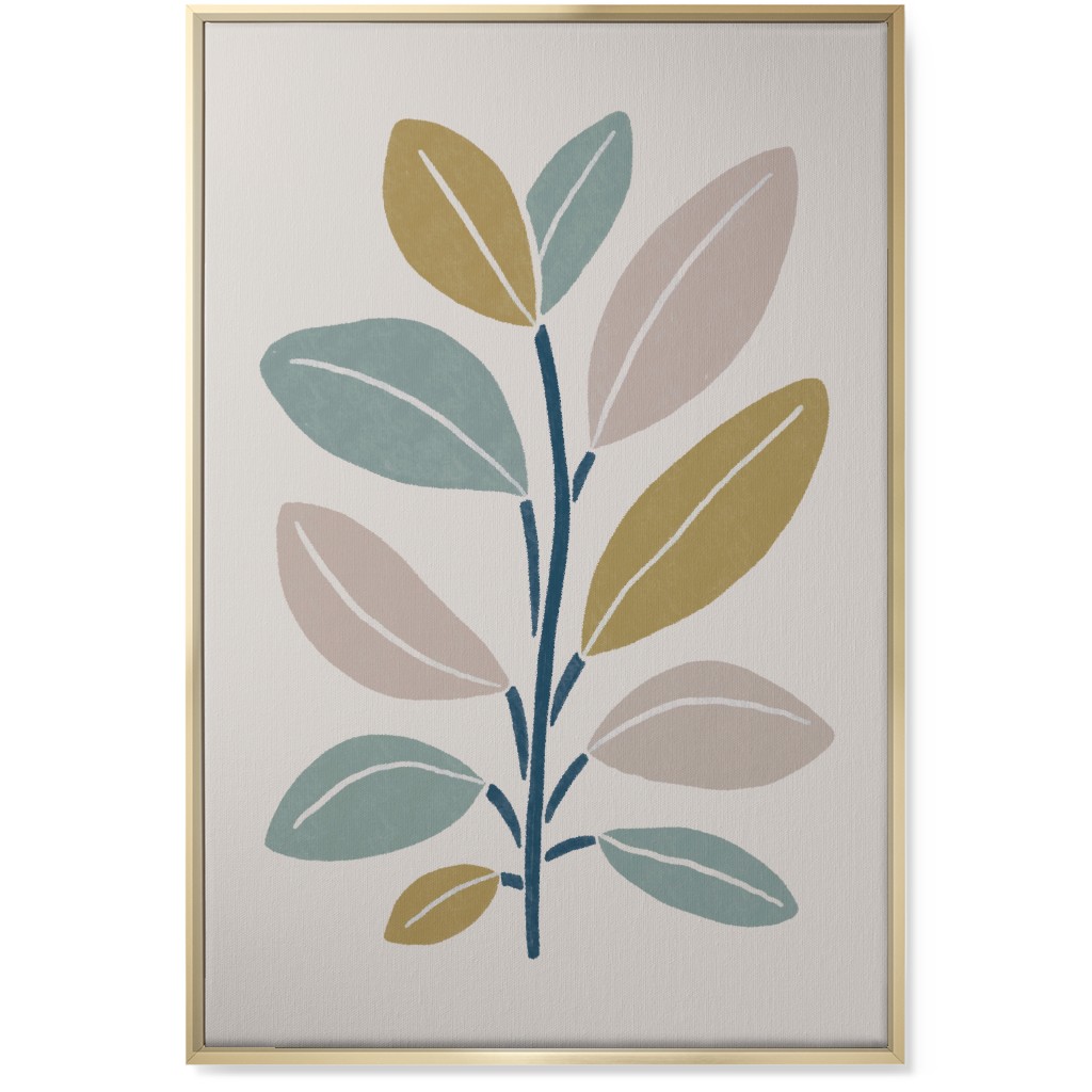 Plant Branch Wall Art, Gold, Single piece, Canvas, 24x36, Beige, Garden