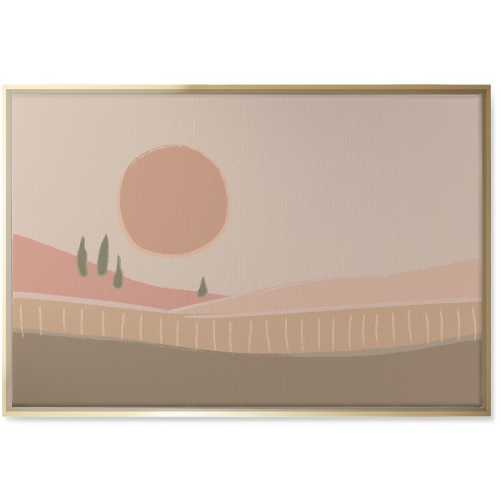 Simple Landscape Wall Art, Gold, Single piece, Canvas, 24x36, Pink