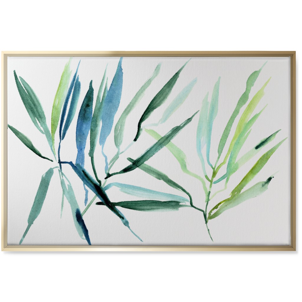 Watercolor Tropical Botanicals Wall Art, Gold, Single piece, Canvas, 24x36, Green, Hemlock