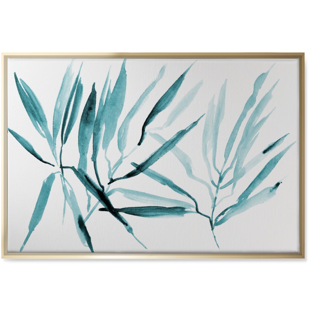 Watercolor Tropical Botanicals Wall Art, Gold, Single piece, Canvas, 24x36, Blue, Silver Lake
