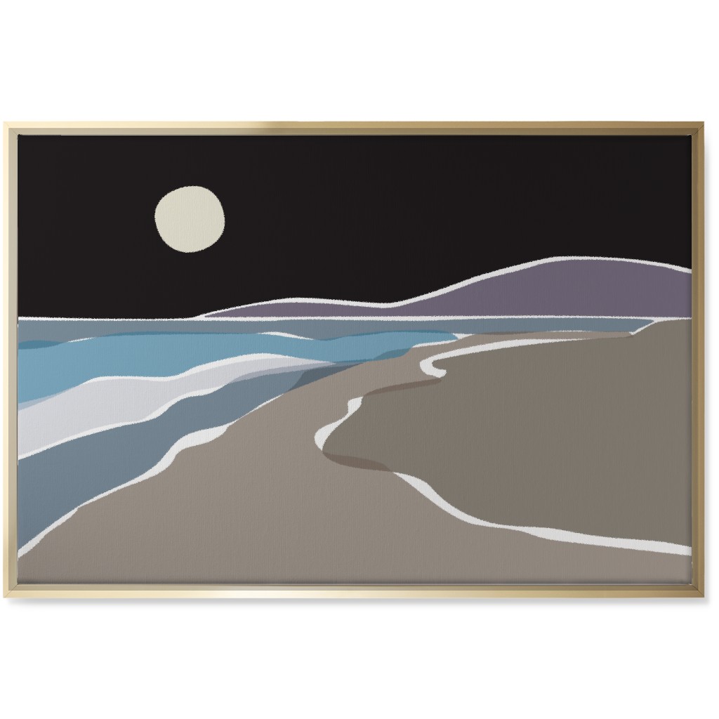 Beach Night Wall Art, Gold, Single piece, Canvas, 24x36, Black