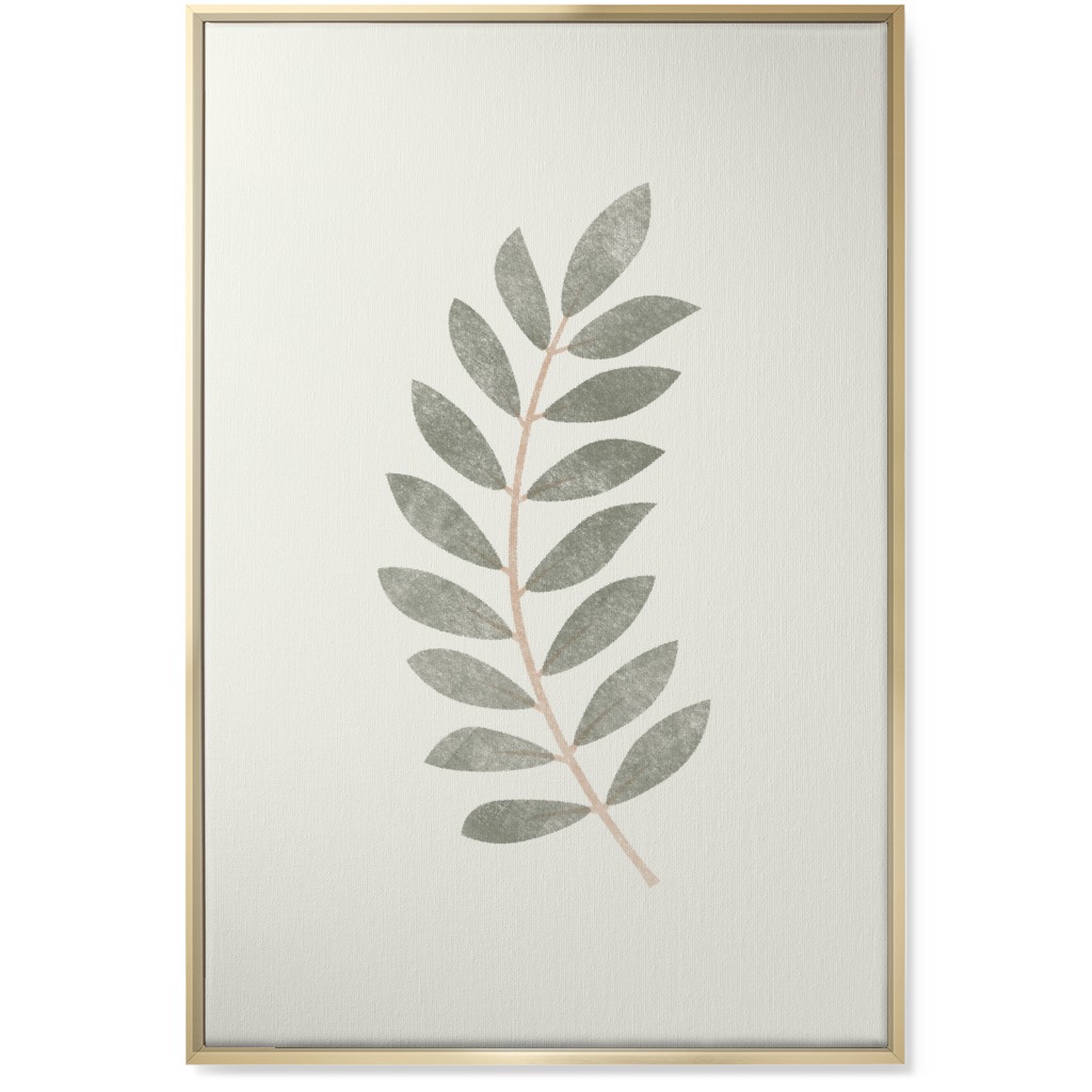 Botanical Leaf Ii Wall Art, Gold, Single piece, Canvas, 24x36, Green, Sage
