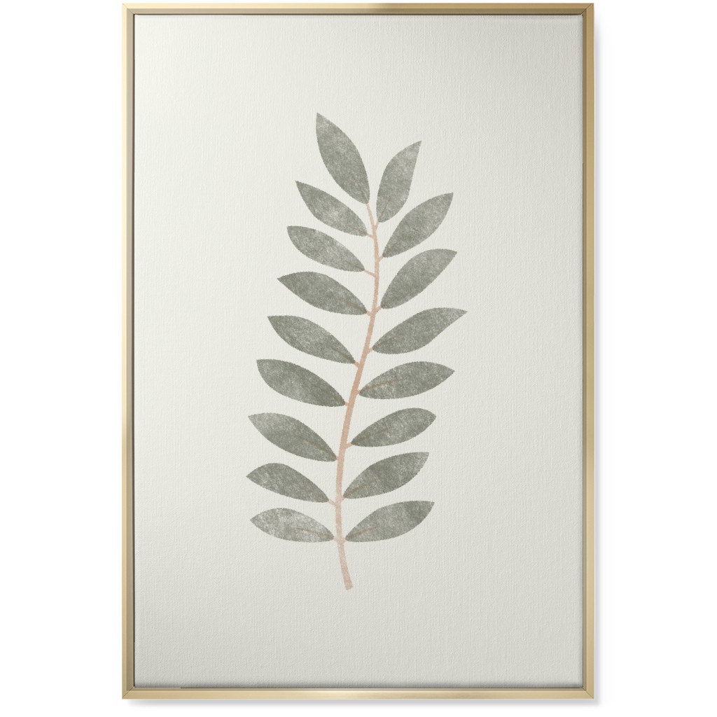 Botanical Leaf Iii Wall Art, Gold, Single piece, Canvas, 24x36, Green, Sage