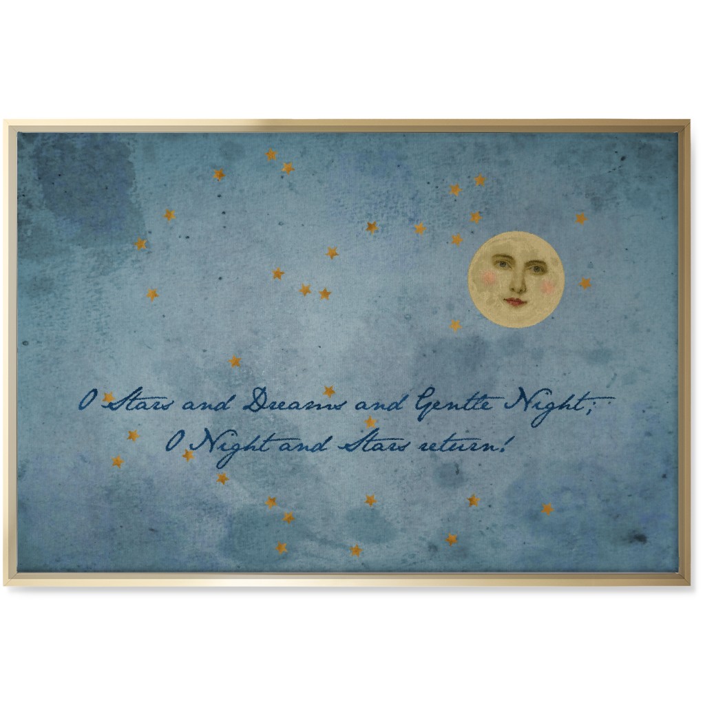 O Night - Blue Wall Art, Gold, Single piece, Canvas, 24x36, Blue, True Blue