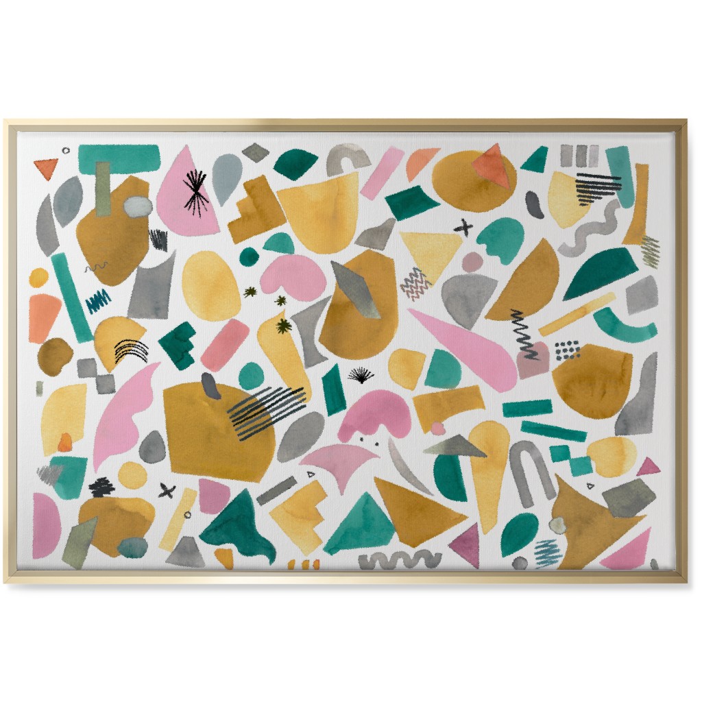 Abstract Geo Pieces - Pink Wall Art, Gold, Single piece, Canvas, 24x36, Multicolor