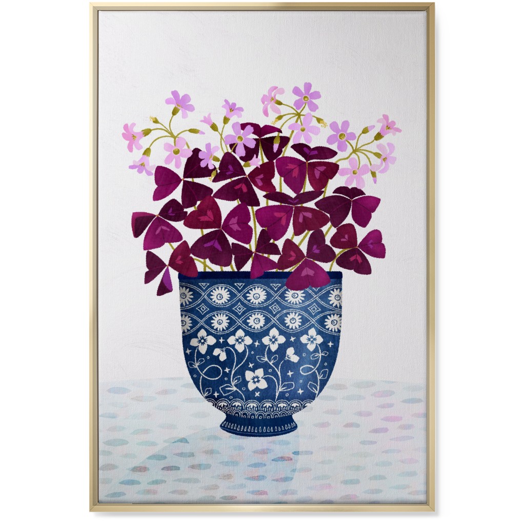 Oxalis Triangularis - Purple and Blue Wall Art, Gold, Single piece, Canvas, 24x36, Purple