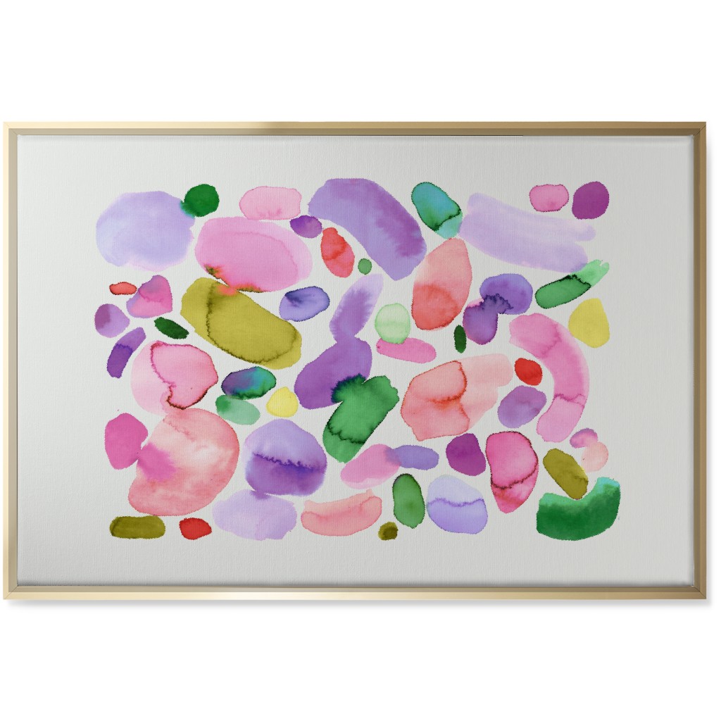 Summer Joy Watercolor Abstract - Pink Wall Art, Gold, Single piece, Canvas, 24x36, Multicolor