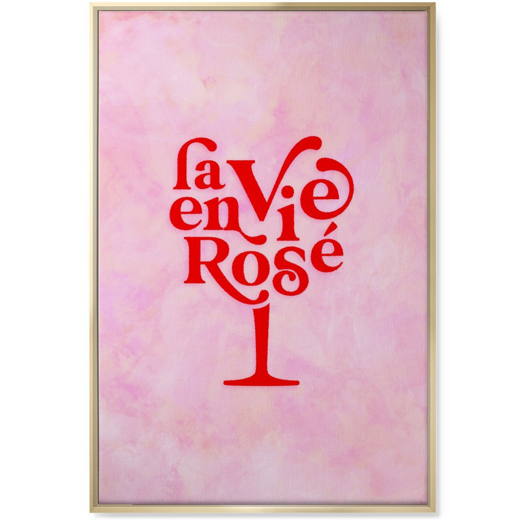 La Vie En Rose - Red and Pink Wall Art, Gold, Single piece, Canvas, 24x36, Pink
