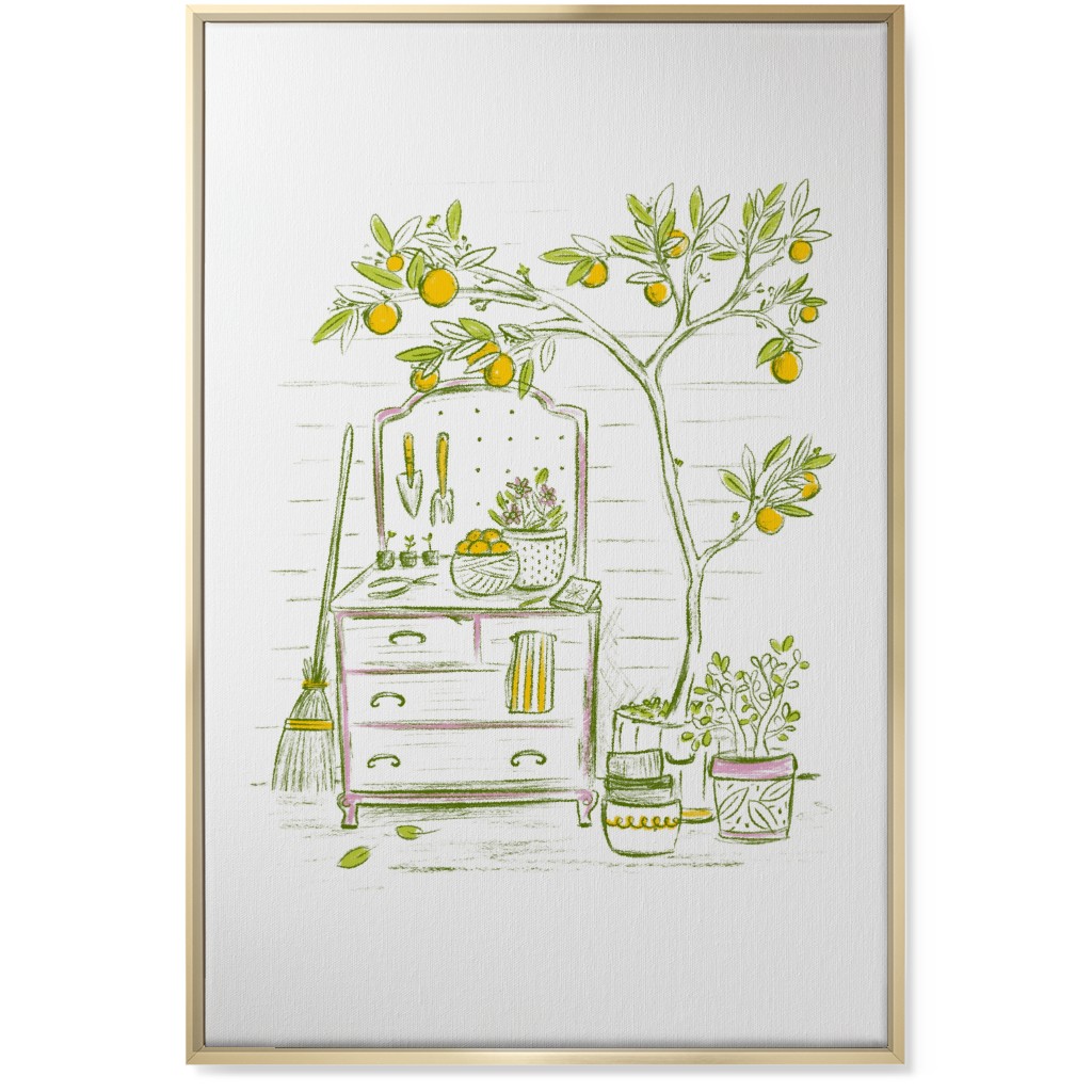 Lemon Tree - Yellow on White Wall Art, Gold, Single piece, Canvas, 24x36, Yellow, Classic Yellow