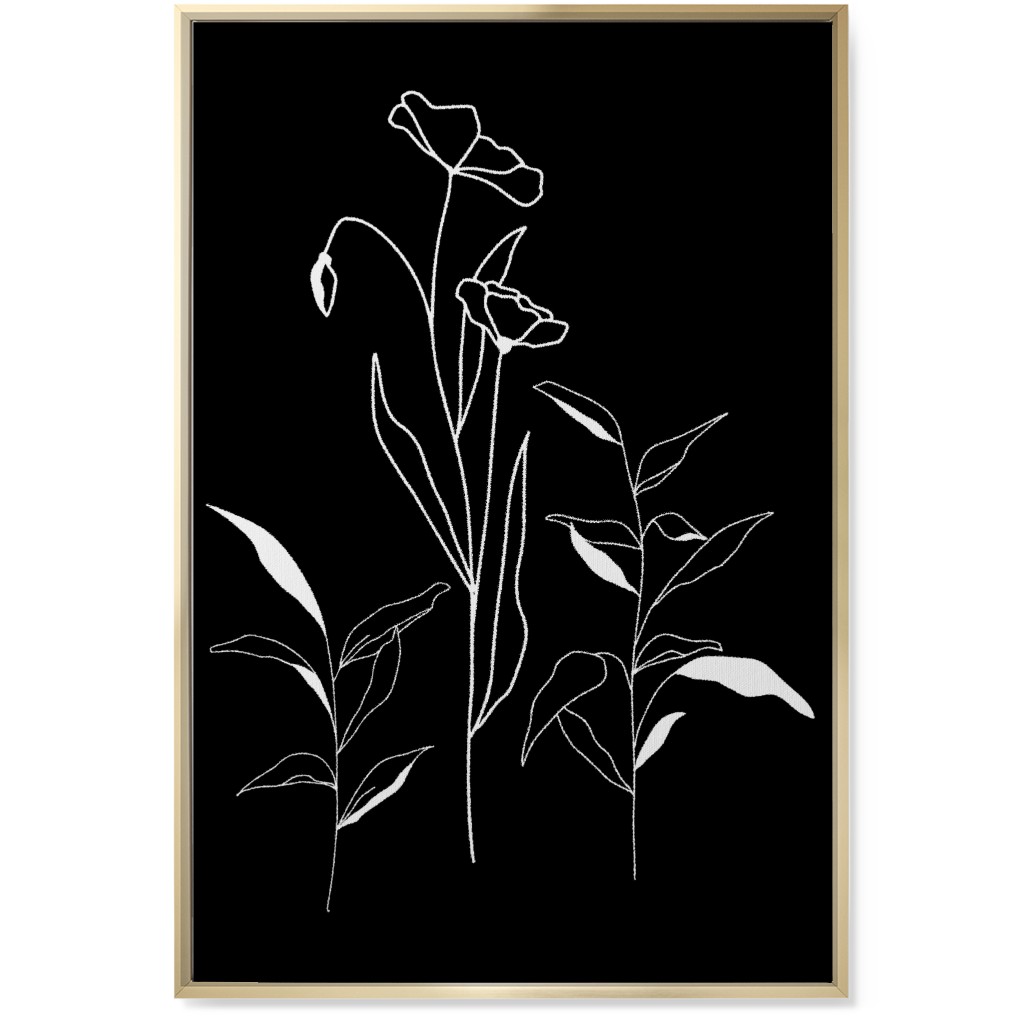 Meadow Botanical - Black and White Wall Art, Gold, Single piece, Canvas, 24x36, Black
