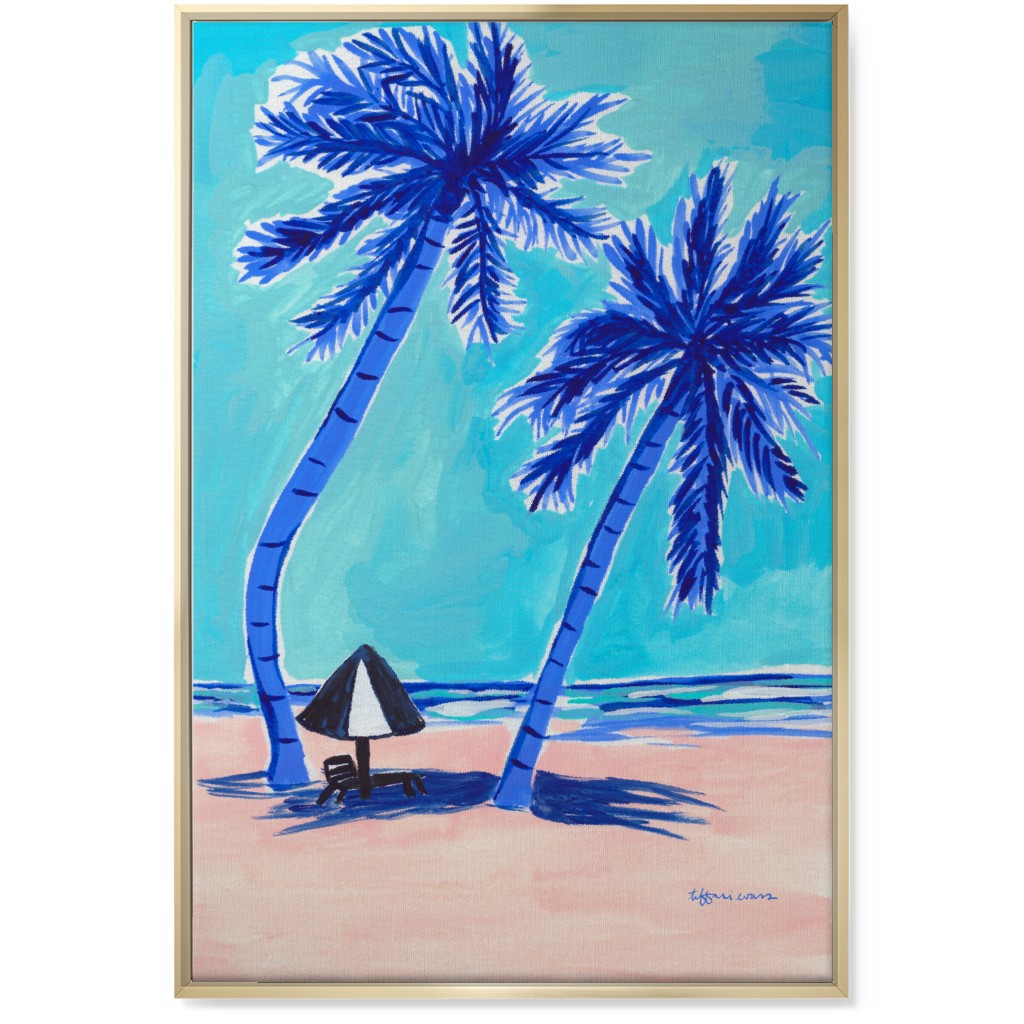 Beach Side - Blue and Beige Wall Art, Gold, Single piece, Canvas, 24x36, Blue