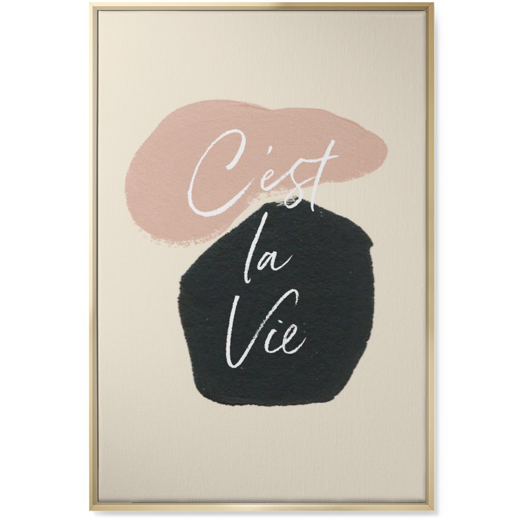C'est La Vie Wall Art, Gold, Single piece, Canvas, 24x36, Pink, Bright Pink