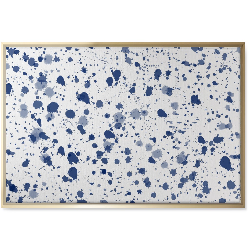 Splat - Indigo Wall Art, Gold, Single piece, Canvas, 24x36, Blue, True Blue