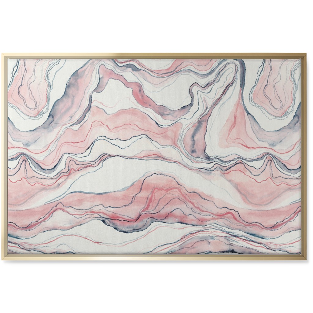 Watercolor Marble Wall Art, Gold, Single piece, Canvas, 24x36, Pink, Quartz
