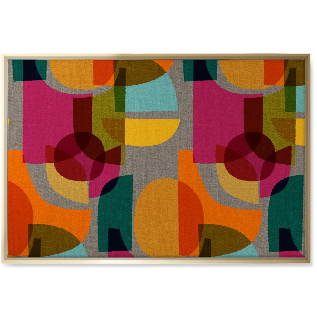 Mid Century Kaleidoscope Wall Art, Gold, Single piece, Canvas, 24x36, Multicolor