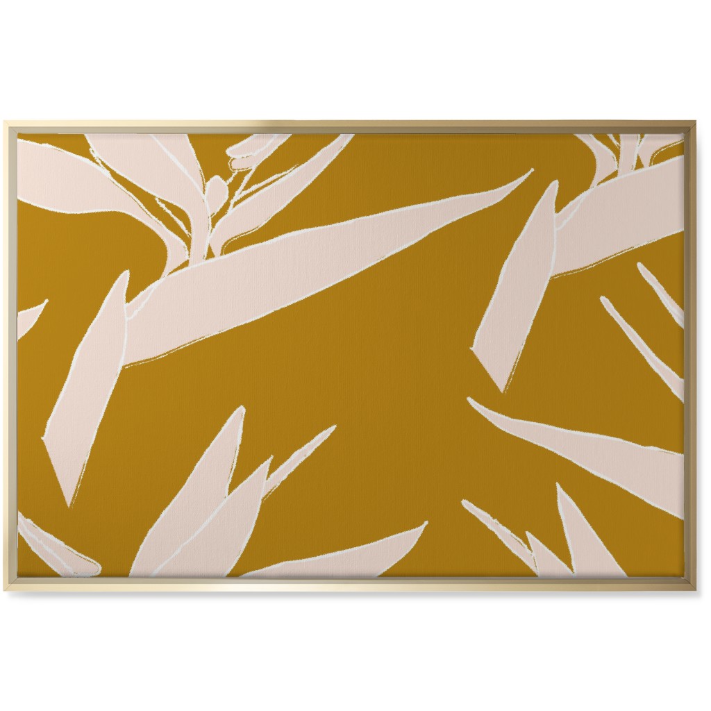 Birds of Paradise - Mustard and Pale Peach Wall Art, Gold, Single piece, Canvas, 24x36, Yellow