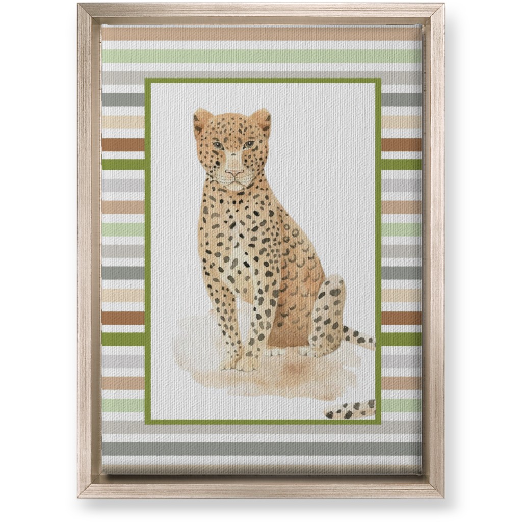Jungle Safari Animals and Stripes - Leopard Wall Art, Metallic, Single piece, Canvas, 10x14, Multicolor